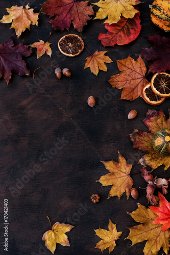 Autumn Background With Candied Oranges, Nuts and Spices