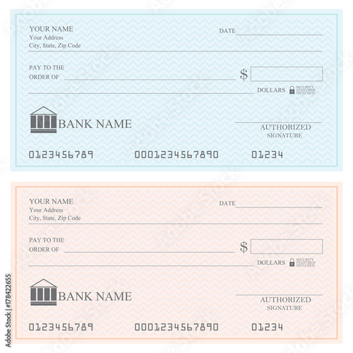 Blank bank checks or cheque book .