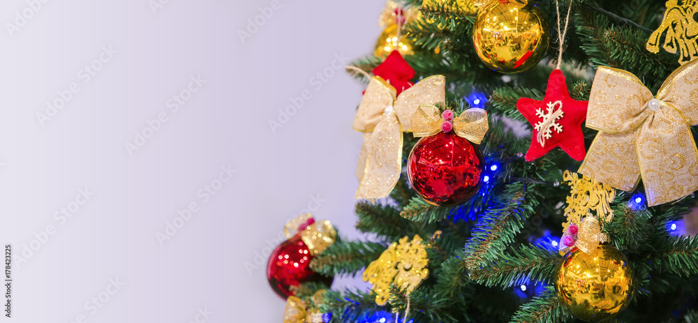 Christmas tree with toys on white background. For Christmas cards, greetings New Year illustrations
