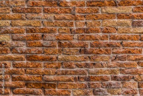 Old wall brick texture , front view