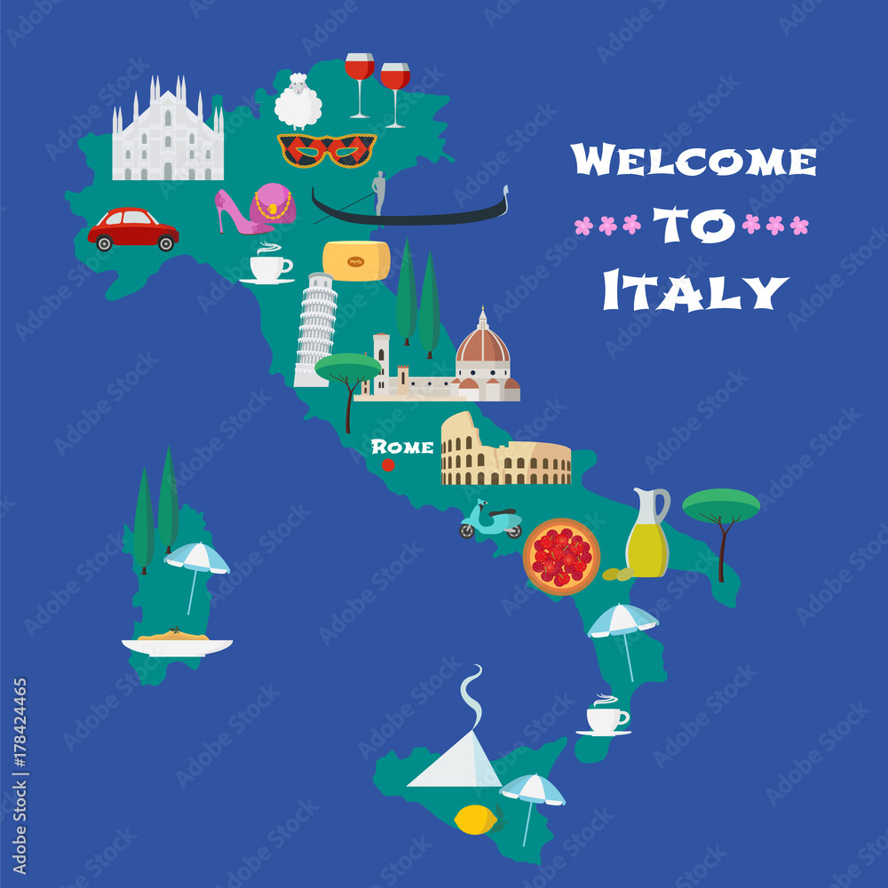 Map of Italy vector illustration, design Map of Italy vector illustration, design