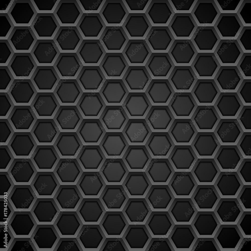 Tech geometric black background with hexagon texture Tech geometric black background with hexagon texture