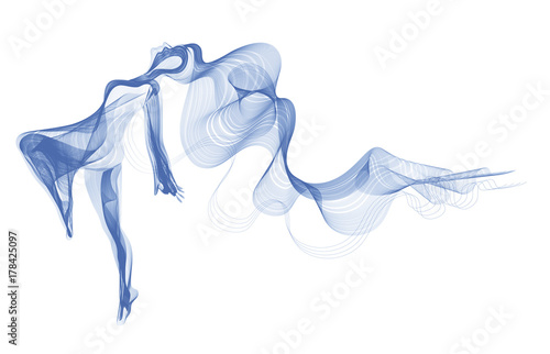 Abstract dancer, woman silhouette over white