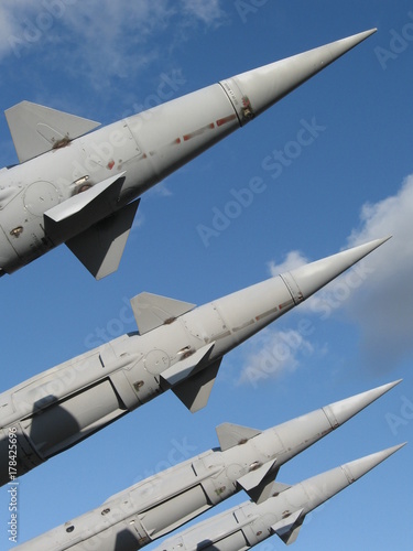Missiles pointing towards sky photo