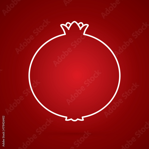 Pomegranate fruit outline graphic vector