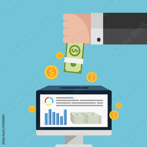 confidential investment hand computer flat concept vector eps 10 design