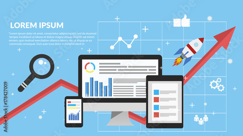 Digital marketing, analysis, flat banner concept eps 10 vector