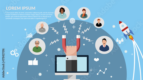 Customer retention, customer support and service flat banner concept eps 10 vector