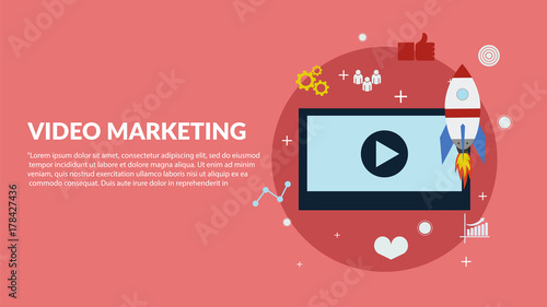 Video content marketing concept flat design vector eps 10