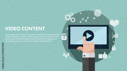 Video content media concept flat design vector eps 10