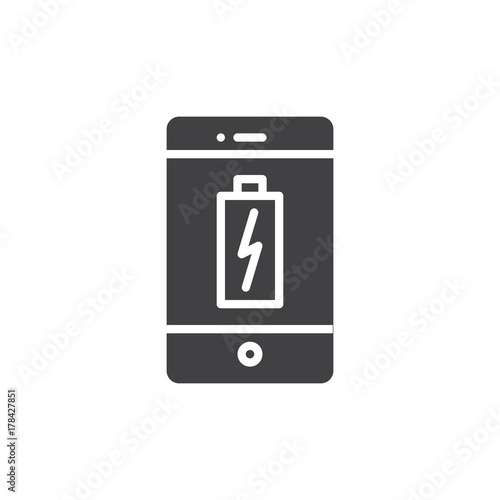 Free Download Smartphone charging battery icon vector, filled flat sign, solid pictogram isolated on white. Phone low battery symbol, logo illustration. - GFXLoad