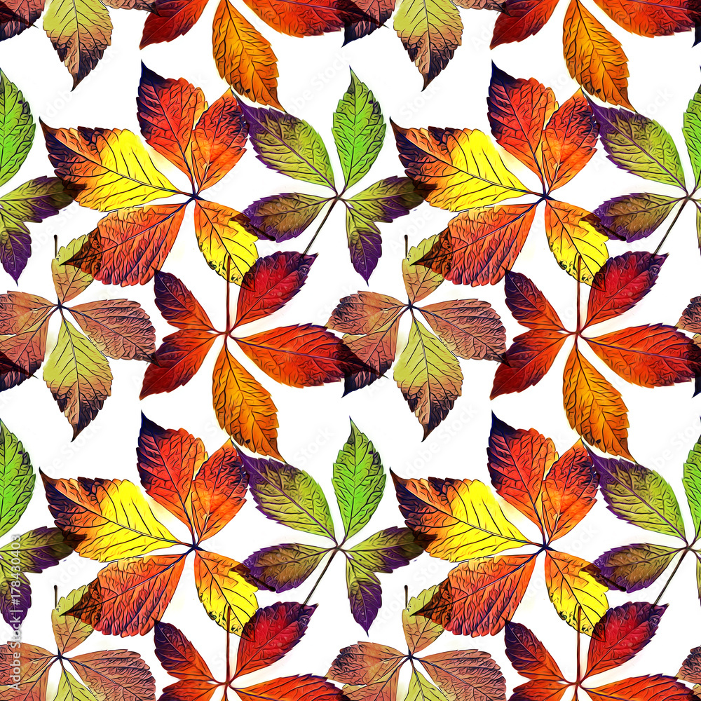 Leaves seamless pattern. Watercolor illustration.