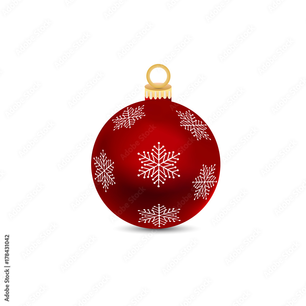 Red Christmas ball on a white background Red Christmas ball on a white background