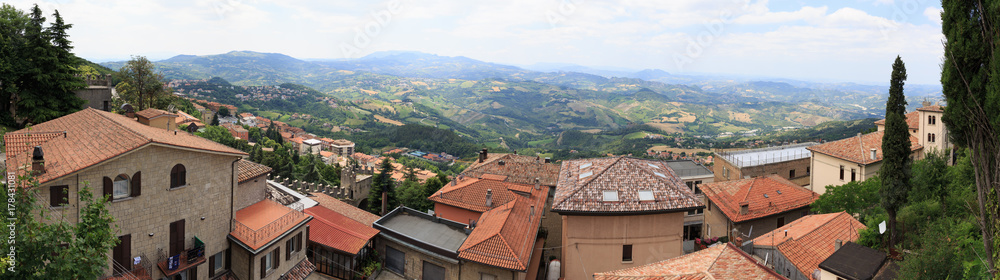 Panorama landscape in small tuscan town in province, Italy