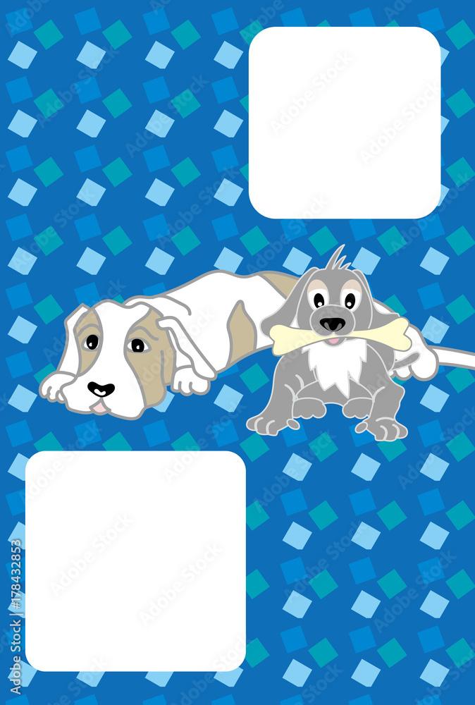 ポップな犬のイラスト写真フレーム 年賀状テンプレート戌年２０１８ Stock Illustration Adobe Stock