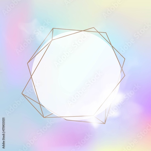 White frame with smoke on holographic abstract background.  Vector illustration