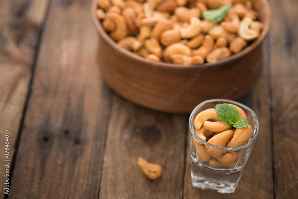Cashews on wood Cashews on wood