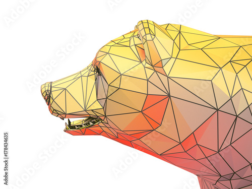 Render illustration of golden bear head