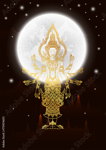 shiva of line thai tradition,buddha jewelry set,vector