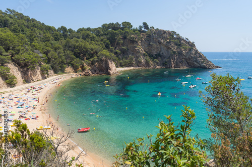 Coves of Cala Llorell beach in Tossa de Mar, Spain