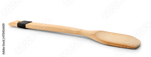 Wooden spatula on white background