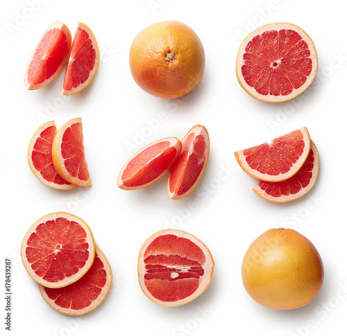 Canvas-taulu Fresh grapefruit isolated on white background
