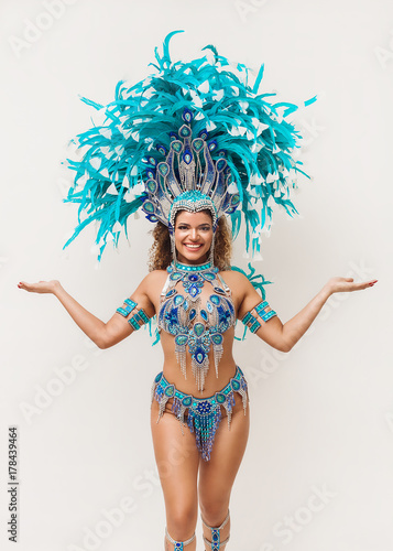 Beautiful samba dancer portrait smiling and posing photo