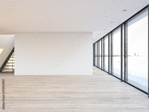 empty loft apartment. 3d rendering