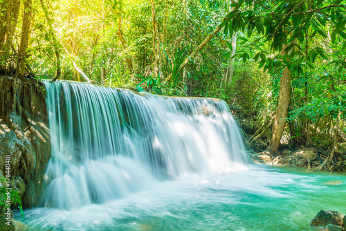 Huay Mae Kamin Waterfall at Kanchanaburi in Thailand