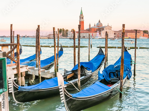 Gondolas moored in the Venetian lagoon © Arndale