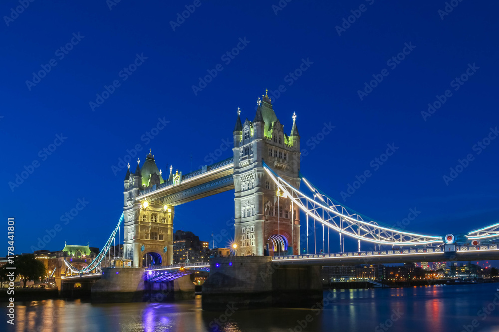 The Tower Bridge in London in the evening, England, United Kingdom.
