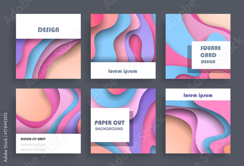 Abstract cards background with paper cut