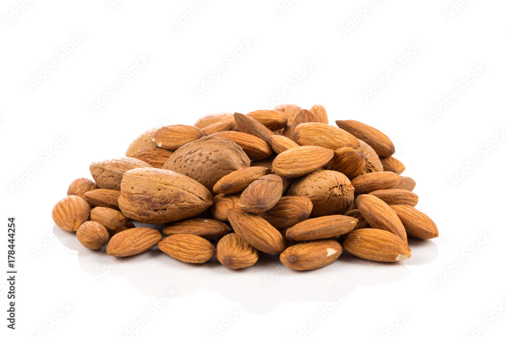 Almonds on a white background Almonds on a white background