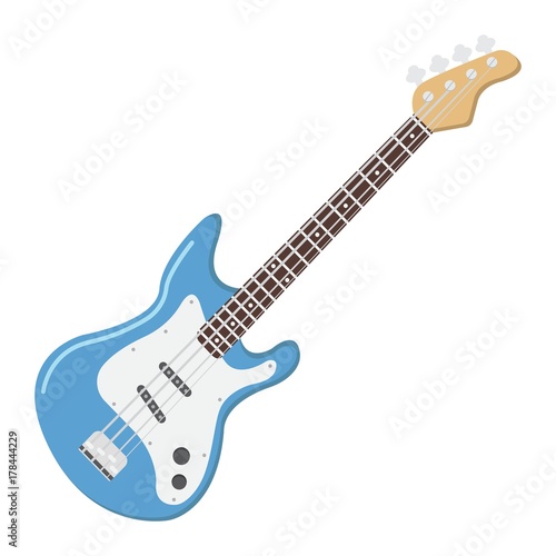Bass guitar flat icon, music and instrument, sound sign vector graphics, a colorful solid pattern on a white background, eps 10.