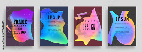 Fluid poster covers set with modern hipster and memphis colors