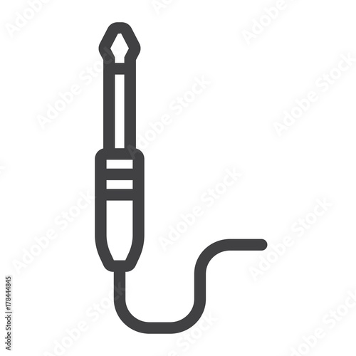 Audio plug line icon, music and instrument, jack cable sign vector graphics, a linear pattern on a white background, eps 10.