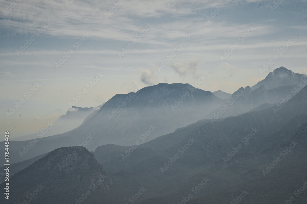 The mountain range in the mist. 8599