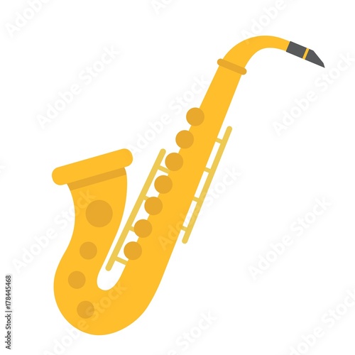 Wallpaper Mural Saxophone flat icon, music and instrument, jazz sign vector graphics, a coloful solid pattern on a white background, eps 10
