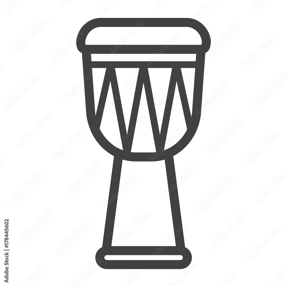 African Djembe Drum line icon, music and instrument, sound sign vector graphics, a linear pattern on a white background, eps 10.