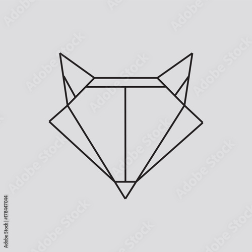 Geometric fox head isolated on grey background vintage vector design element illustration