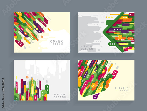 Horizontal A4 Modern abstract covers set. Geometric shapes composition. Eps10 vector.  © mechkalo