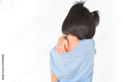 Little girl has sick isolate on white background