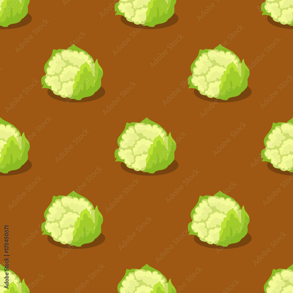 Cauliflower Isolated on Brown Seamless Pattern Cauliflower Isolated on Brown Seamless Pattern
