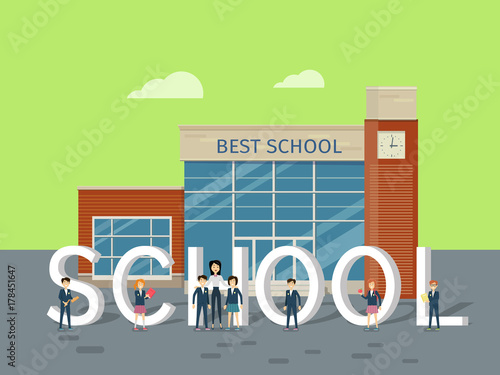 Best School Flat Style Vector Concept