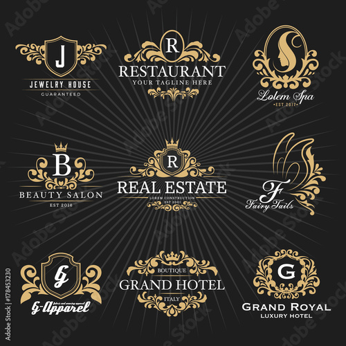 Vintage Royal Heraldic Monogram and Frame Logo Decorative Design photo