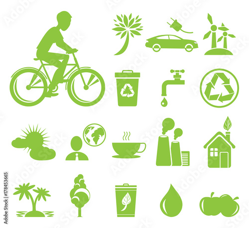 Ecology Saving and Anti Pollution Green Symbols