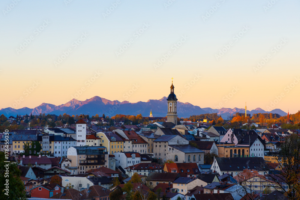 City Traunstein at sunrise