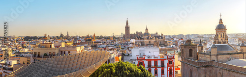 Panorama of the historical centre of Seville in Andalusia, Spain.