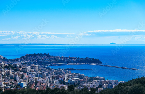 Kavala city view. Greece, Kavala port.