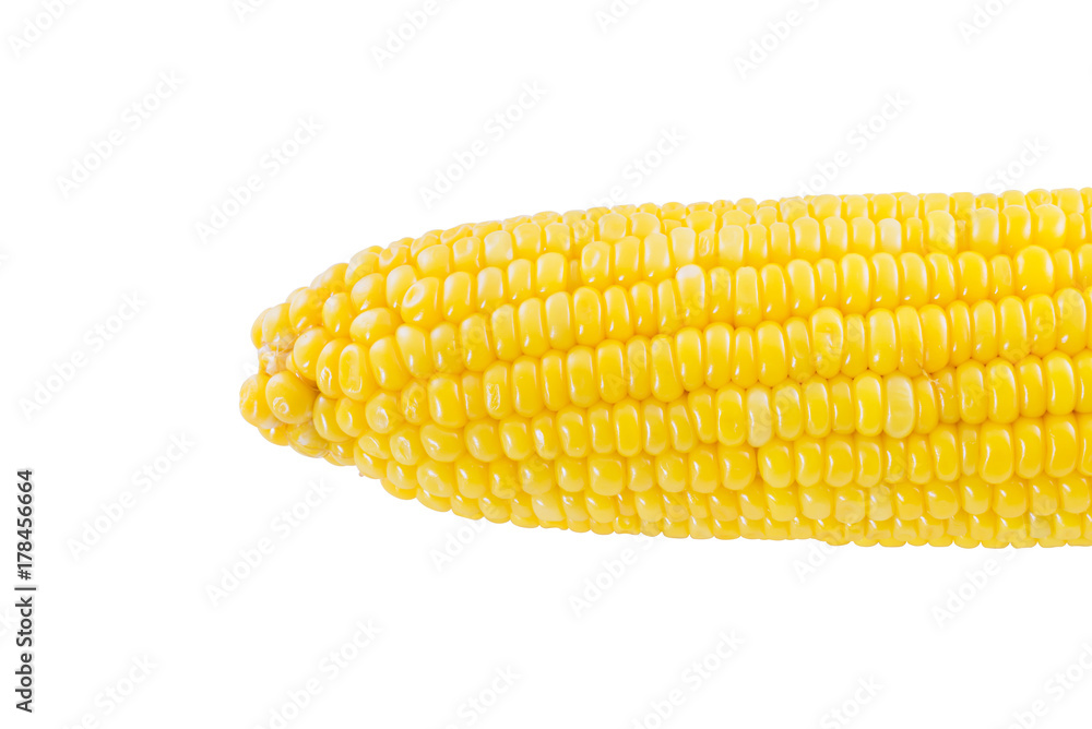 canned corn and sweet corn isolated on white background, selective focus (detailed close-up shot) canned corn and sweet corn isolated on white background, selective focus (detailed close-up shot)